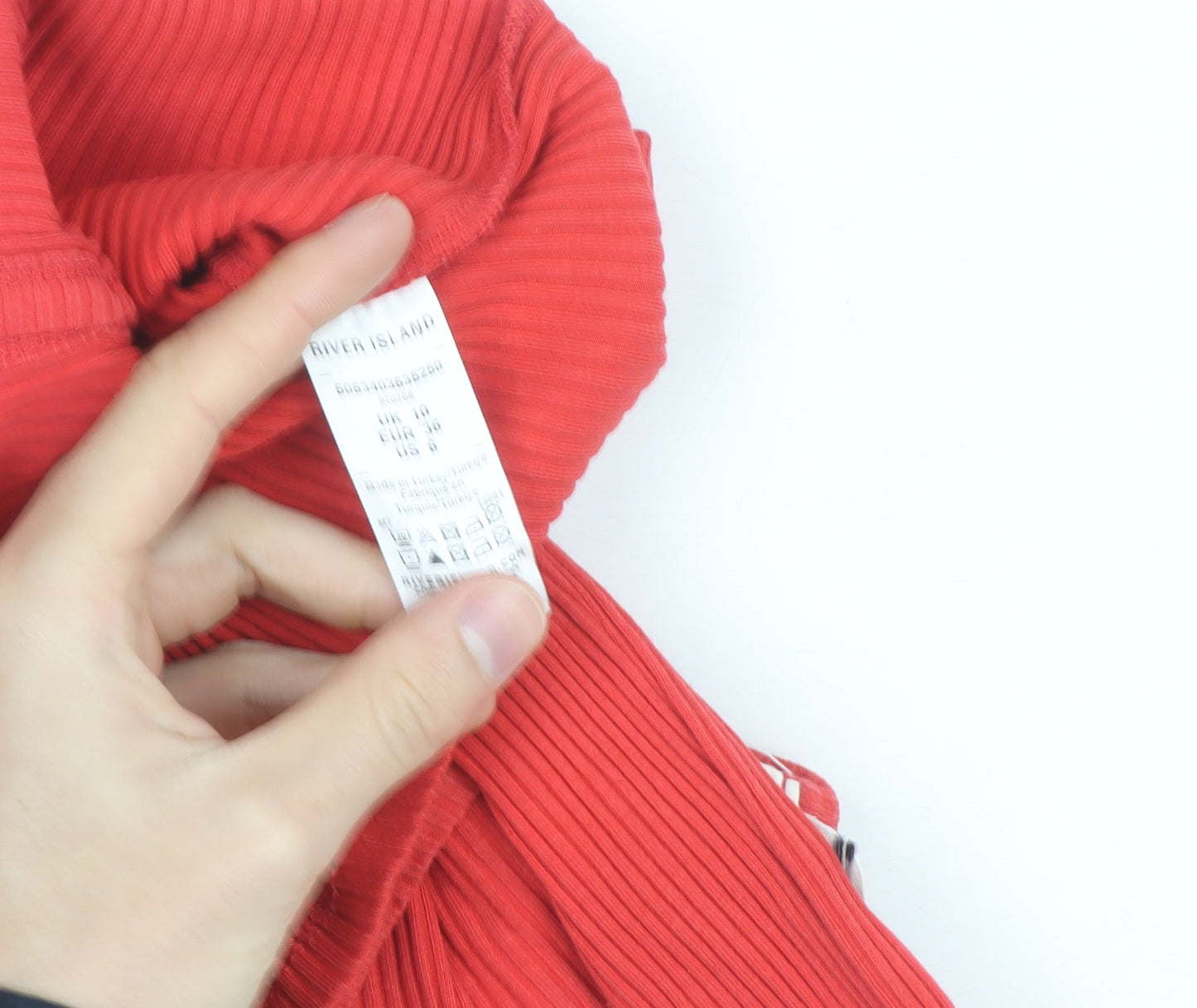 River Island Women Red Ribbed Button Cardigan Size 10