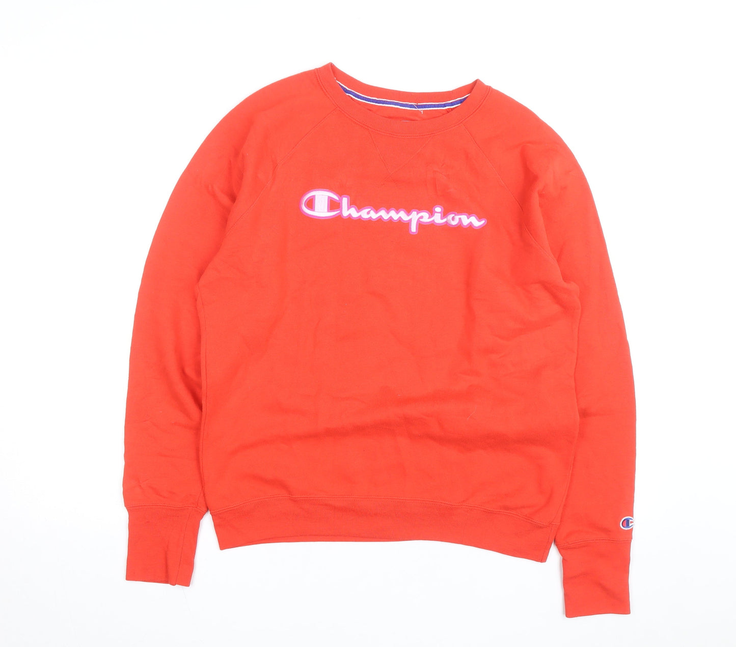 Champion Men's Red Crew Neck Logo Pullover Sweatshirt M