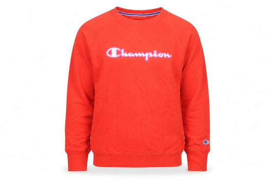 Champion Men's Red Crew Neck Logo Pullover Sweatshirt M
