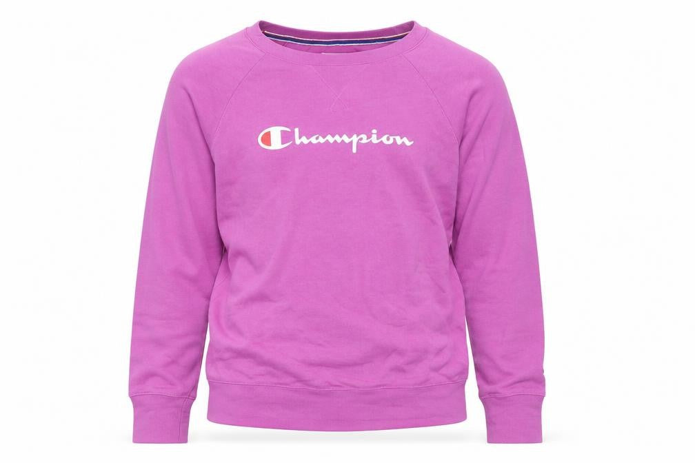 Champion Mens Purple Pullover Sweatshirt M Crew Neck Logo Athletic