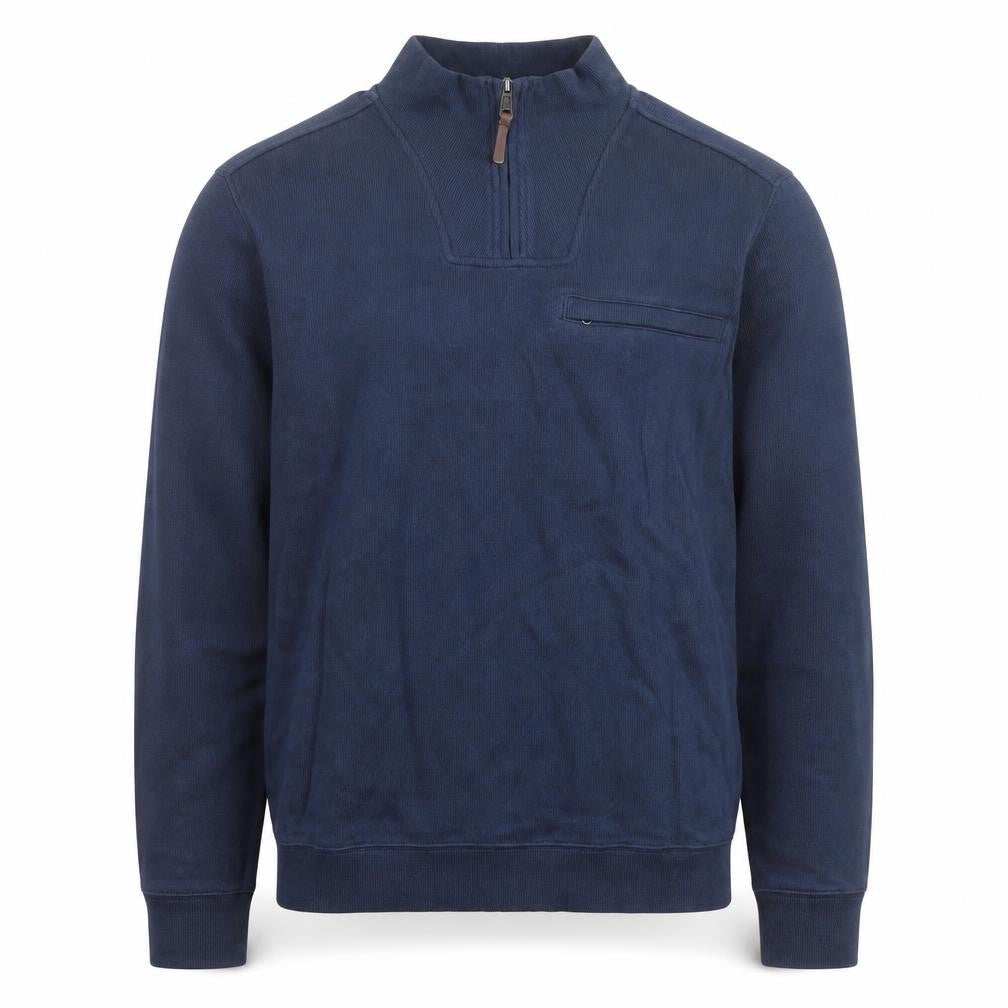 Duluth Trading Co Men's Blue Cotton 1/4 Zip Jumper Size L Relaxed Fit