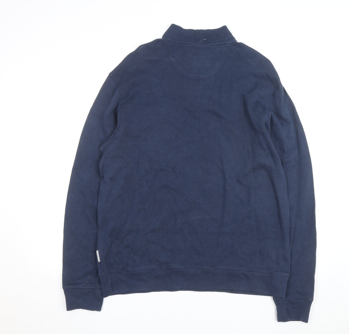 Duluth Trading Co Men's Blue Cotton 1/4 Zip Jumper Size L Relaxed Fit