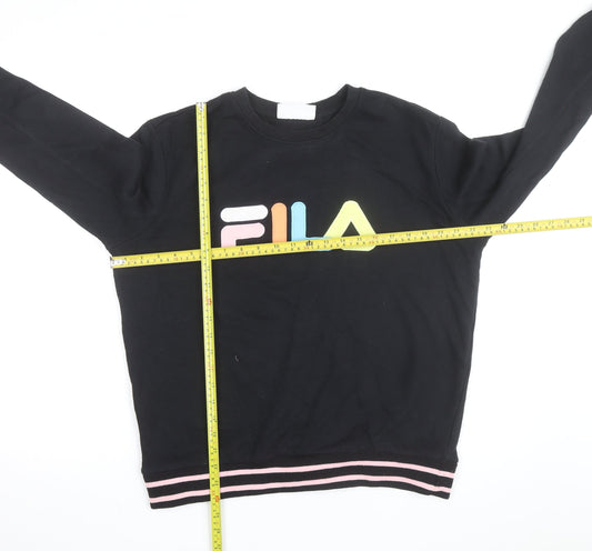 Fila Men's Black Logo Sweatshirt L Crew Neck Pullover Jumper