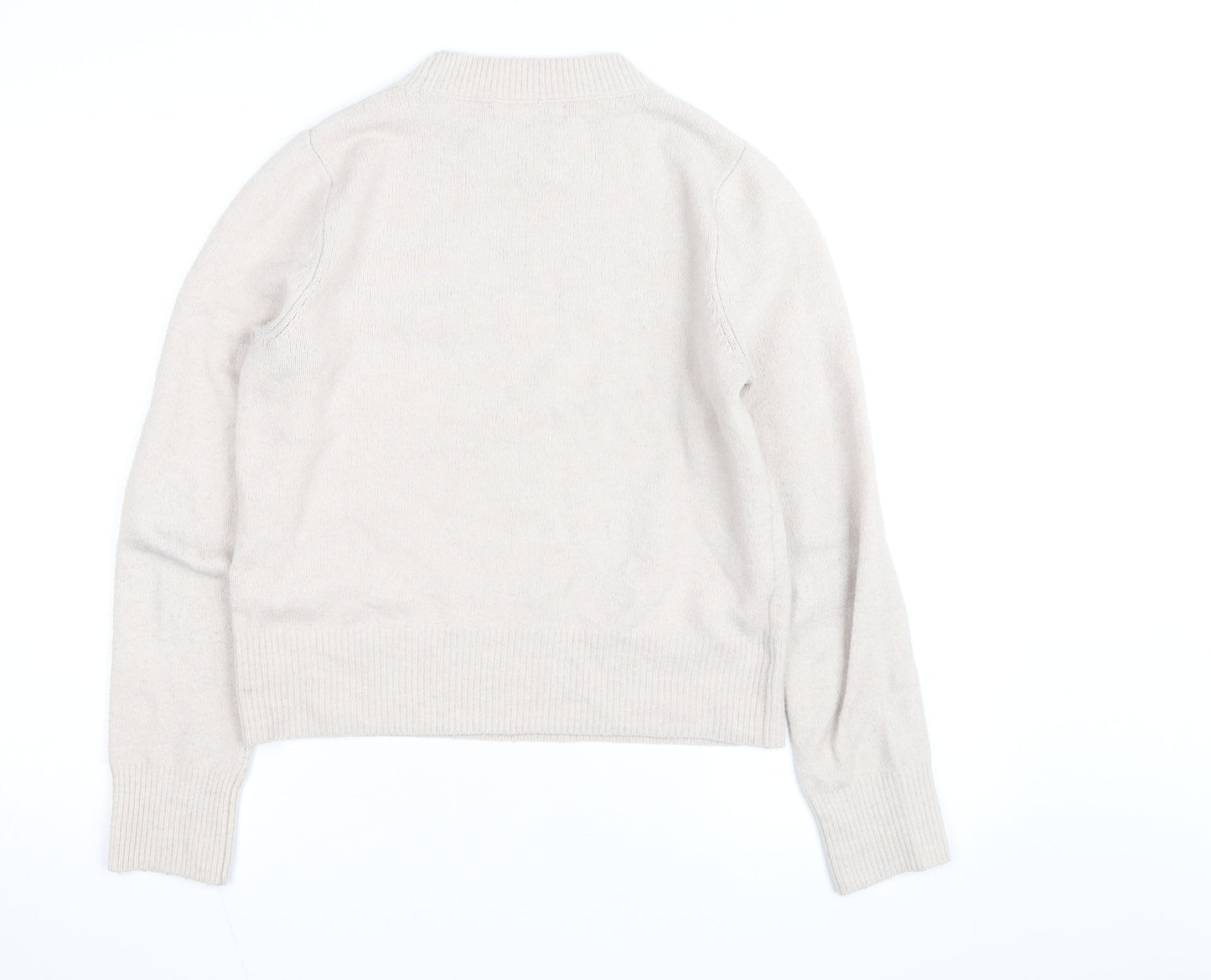 MNG Women’s Beige Wool Cashmere Crew Neck Jumper Size S