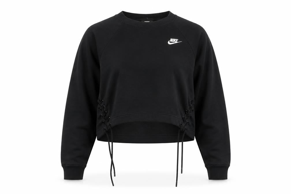Nike Women's Black Lace-Up Crew Neck Pullover Sweatshirt M
