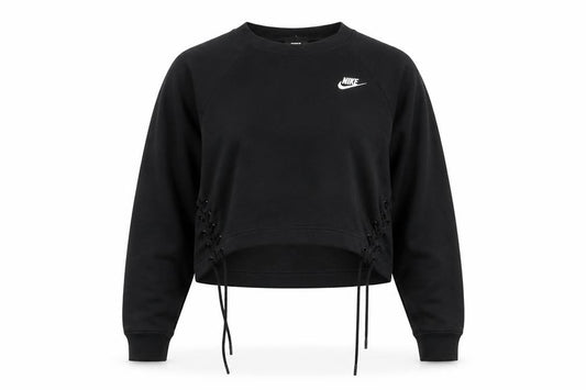 Nike Women's Black Lace-Up Crew Neck Pullover Sweatshirt M