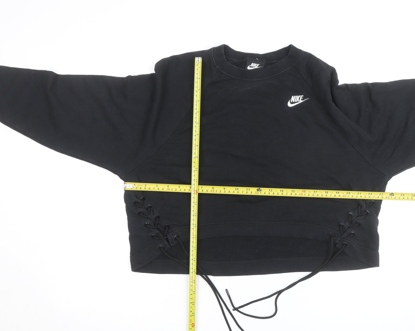 Nike Women's Black Lace-Up Crew Neck Pullover Sweatshirt M
