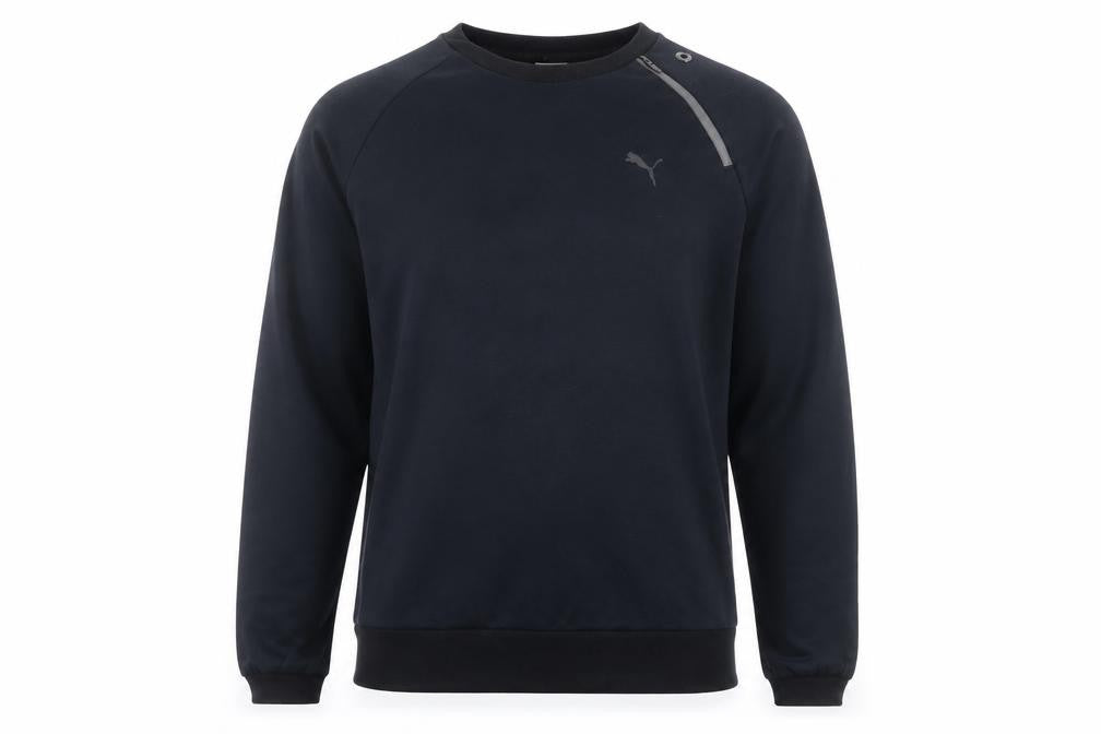Puma Men's Black Crew Neck Sweatshirt M Regular Fit Logo Zip Detail