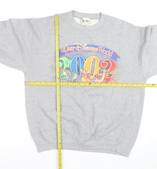 Disney Men Grey 2002 Winnie the Pooh Crew Neck Sweatshirt L