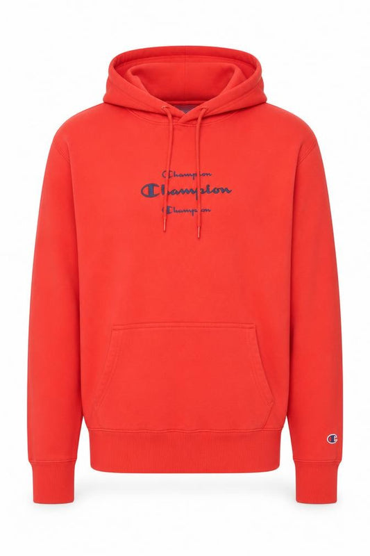 Champion Men's Red Small Pullover Hoodie with Logo Detail
