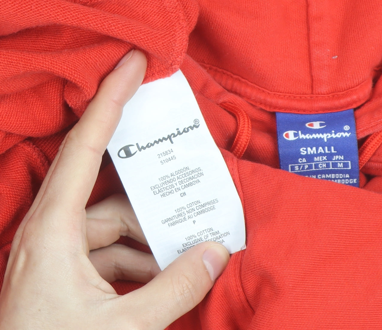 Champion Men's Red Small Pullover Hoodie with Logo Detail