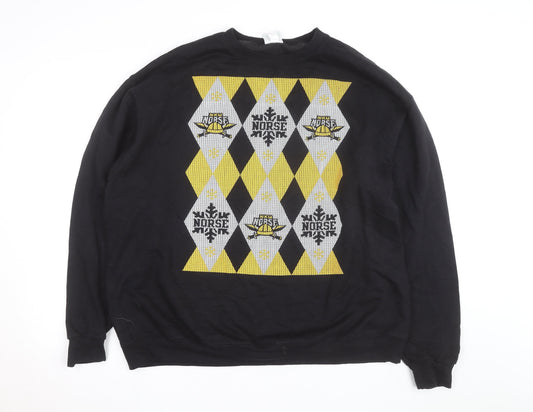Champion Men's Black 2XL Pullover Sweatshirt Argyle Norse Design