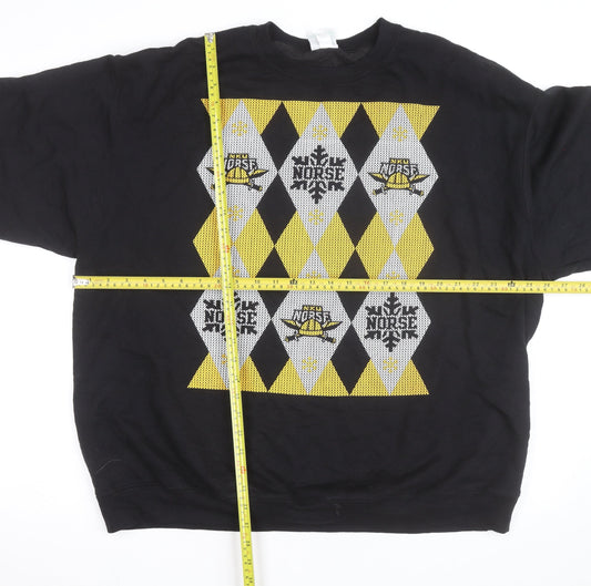 Champion Men's Black 2XL Pullover Sweatshirt Argyle Norse Design