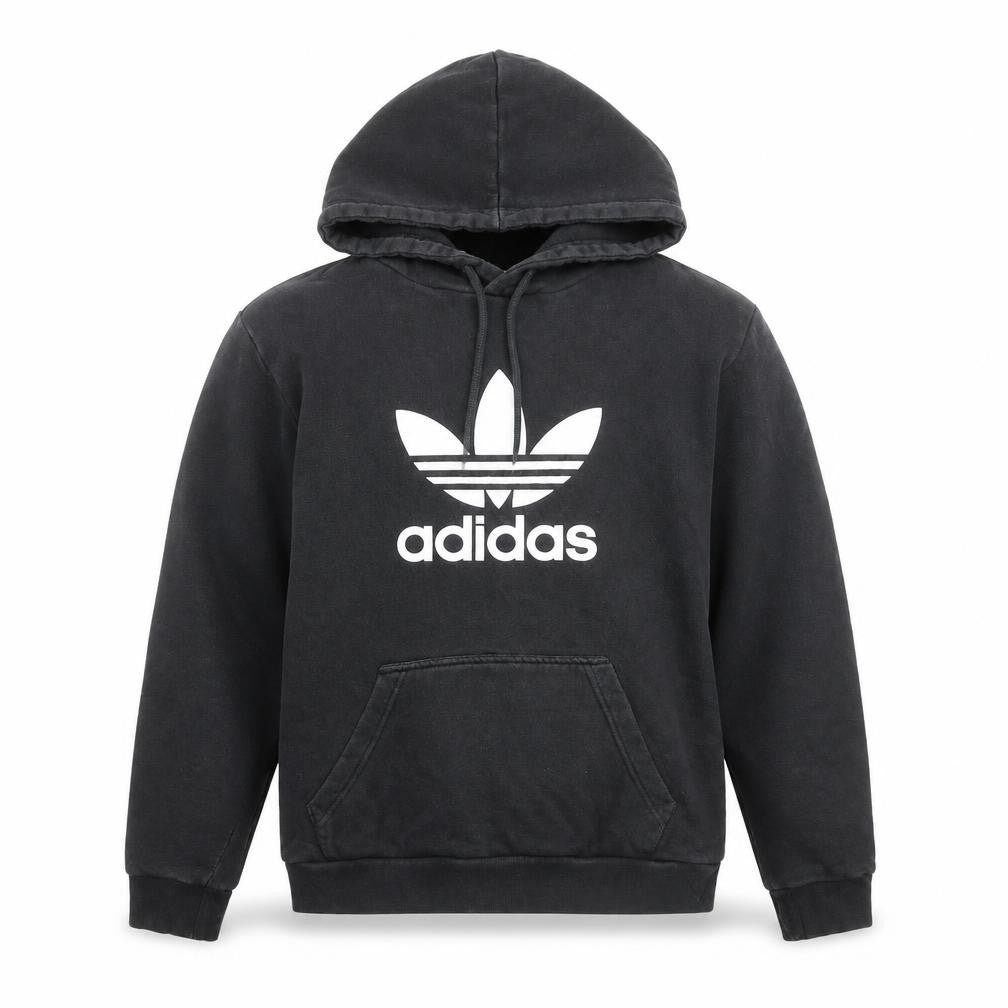 Adidas Men's Black Small Pullover Hoodie with Logo Print