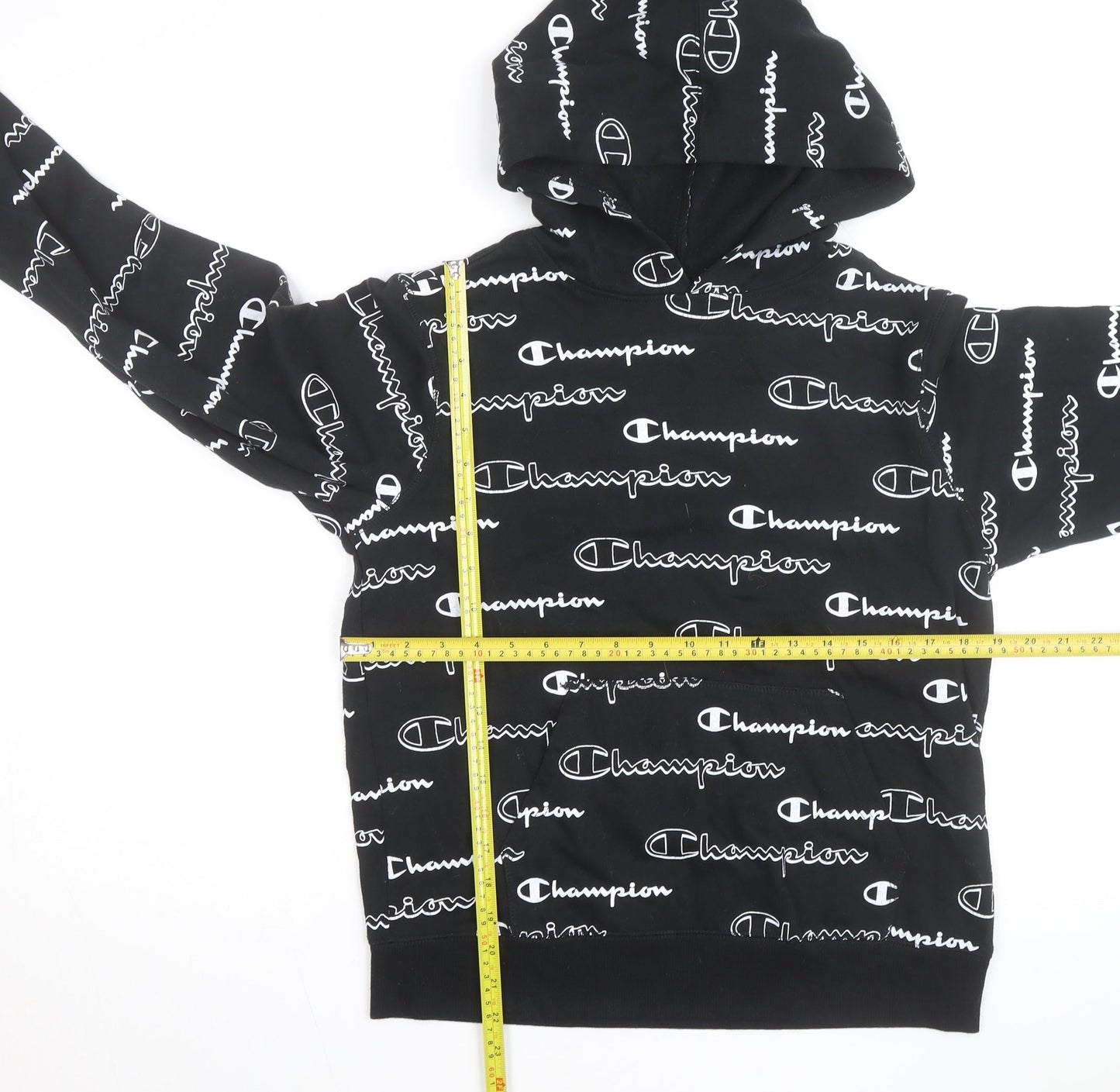 Champion Men's Black XL Pullover Hoodie Logo Print Fleece