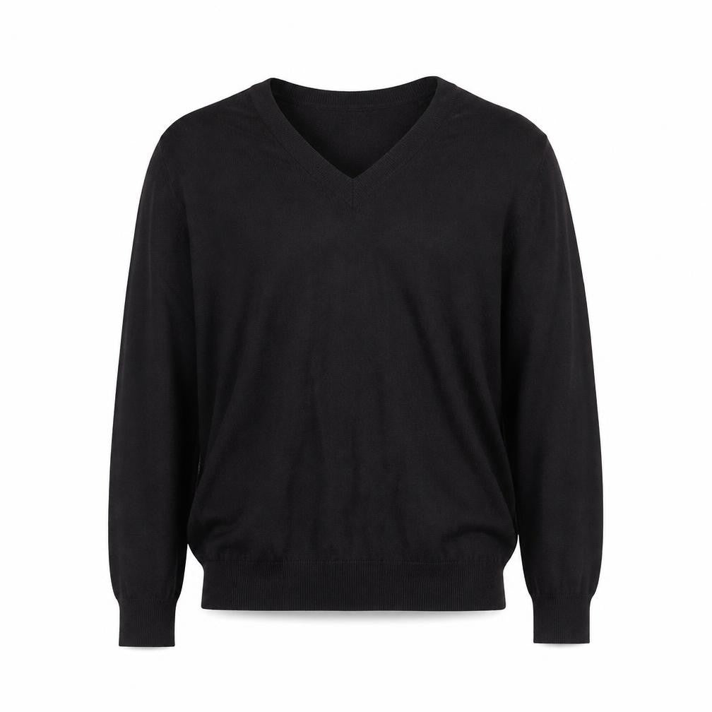 MNG Men's Black V-Neck Cotton Pullover Jumper Size M