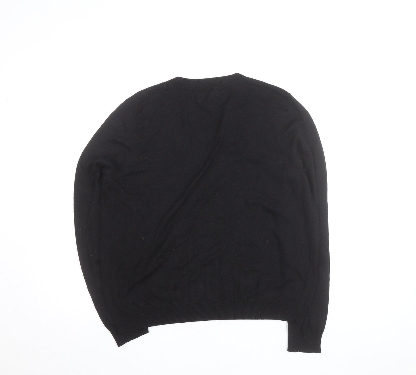 MNG Men's Black V-Neck Cotton Pullover Jumper Size M