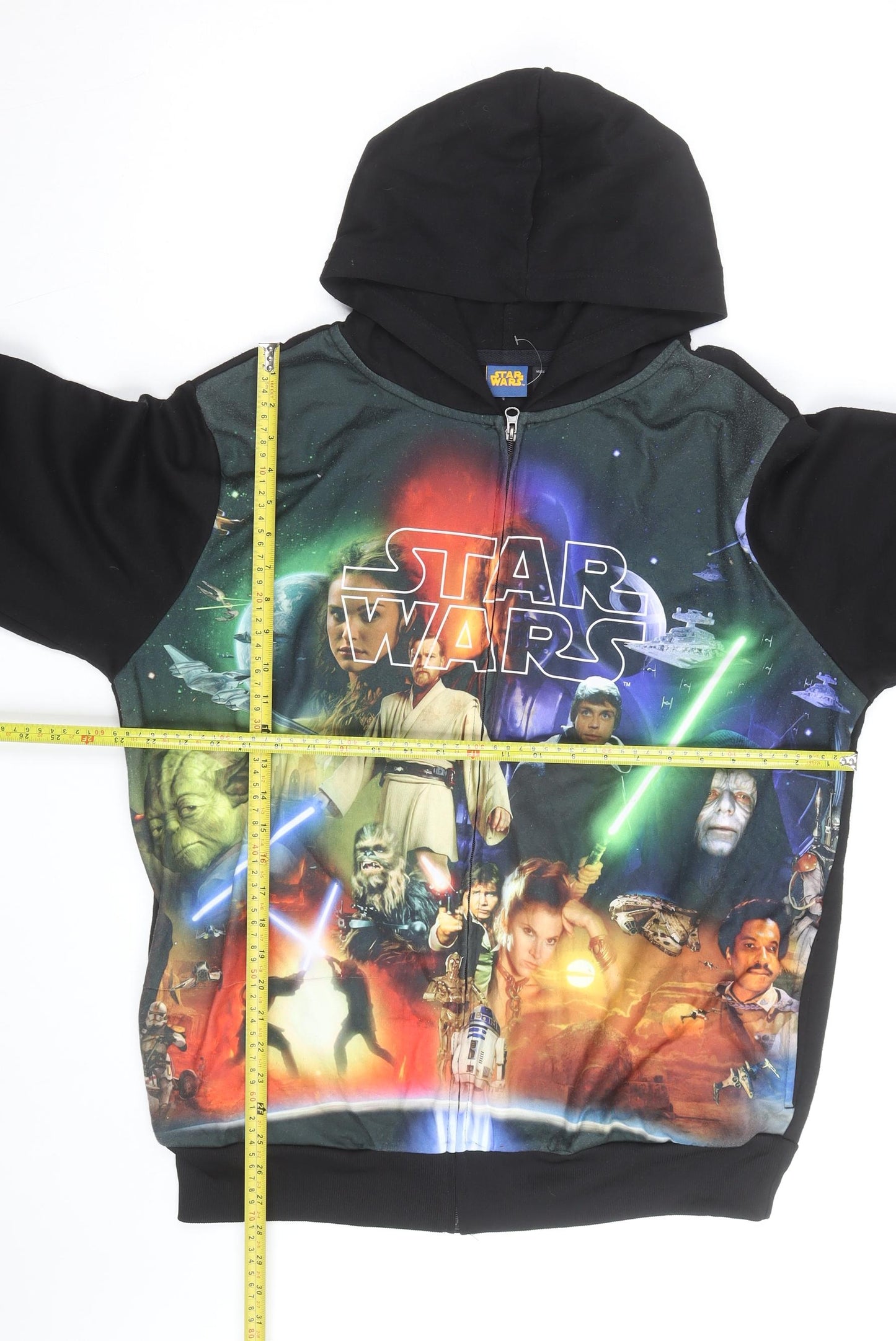 Star Wars Teen Black Full Zip Hoodie L Movie Graphic Sweatshirt