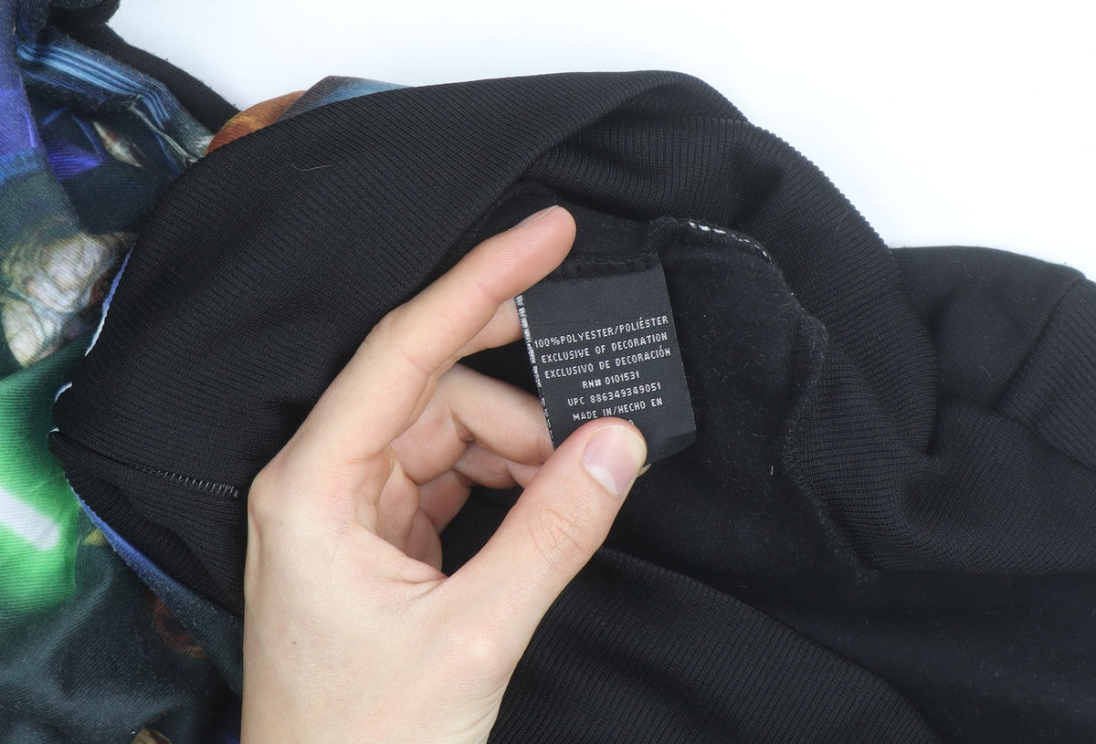 Brand and care label for Star Wars Teen Black Full Zip Hoodie L Movie Graphic Sweatshirt