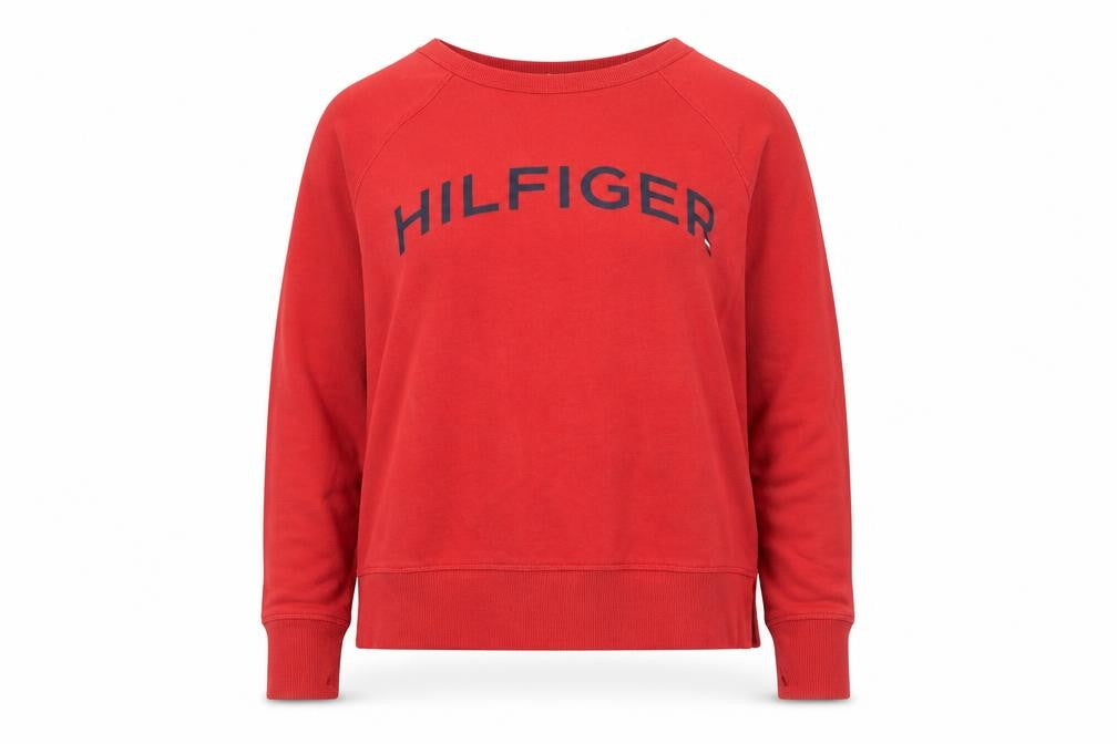 Tommy Hilfiger Men’s Red Logo Crew Neck Pullover Sweatshirt Size S