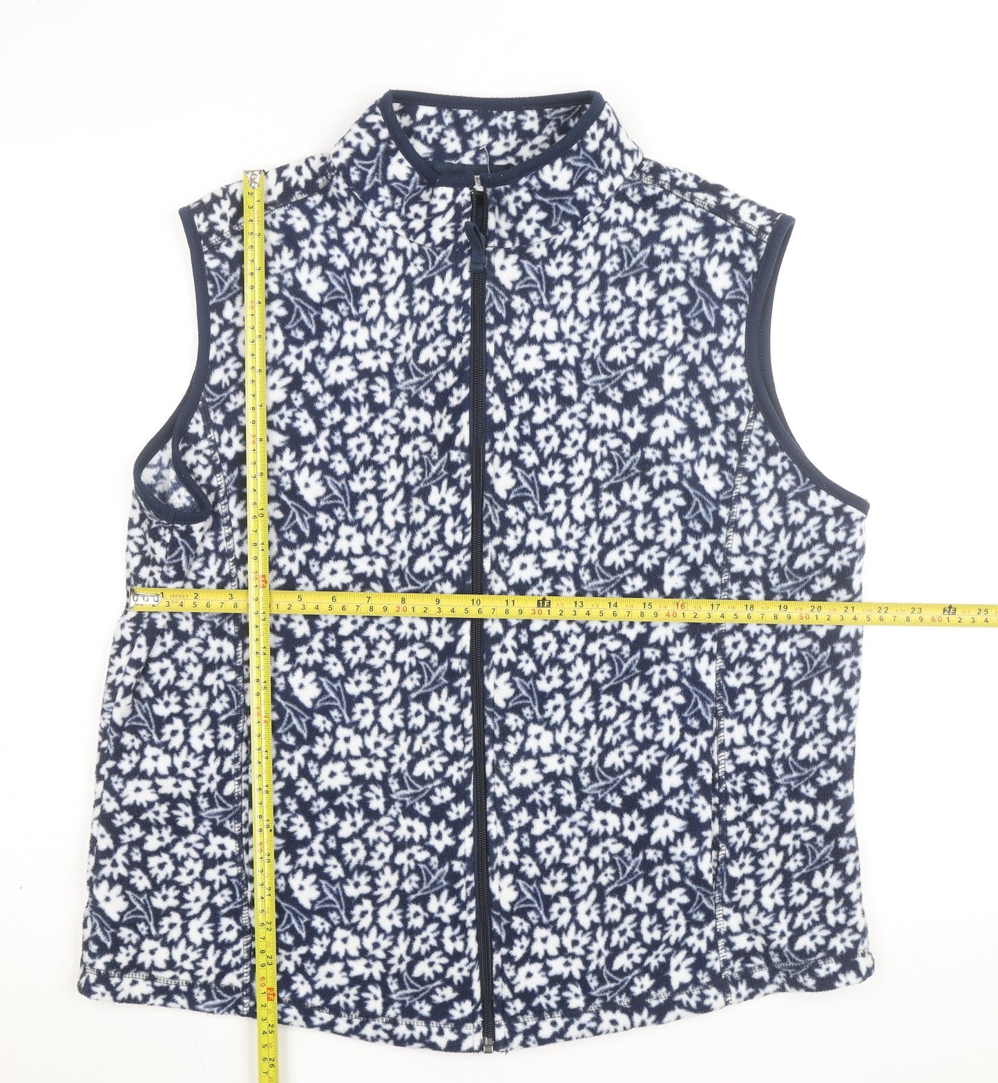 Cotton Traders Women's Blue Floral Fleece Zip Vest Size 20