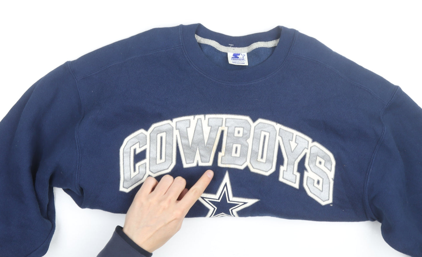 Starter Mens Blue Cowboys Football Sweatshirt Medium Vintage Crew Neck