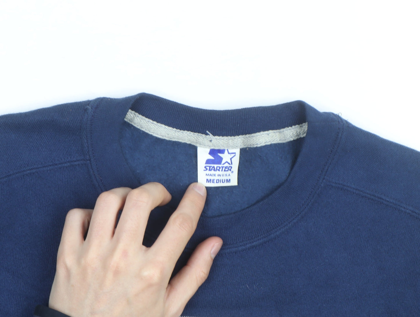 Starter Mens Blue Cowboys Football Sweatshirt Medium Vintage Crew Neck