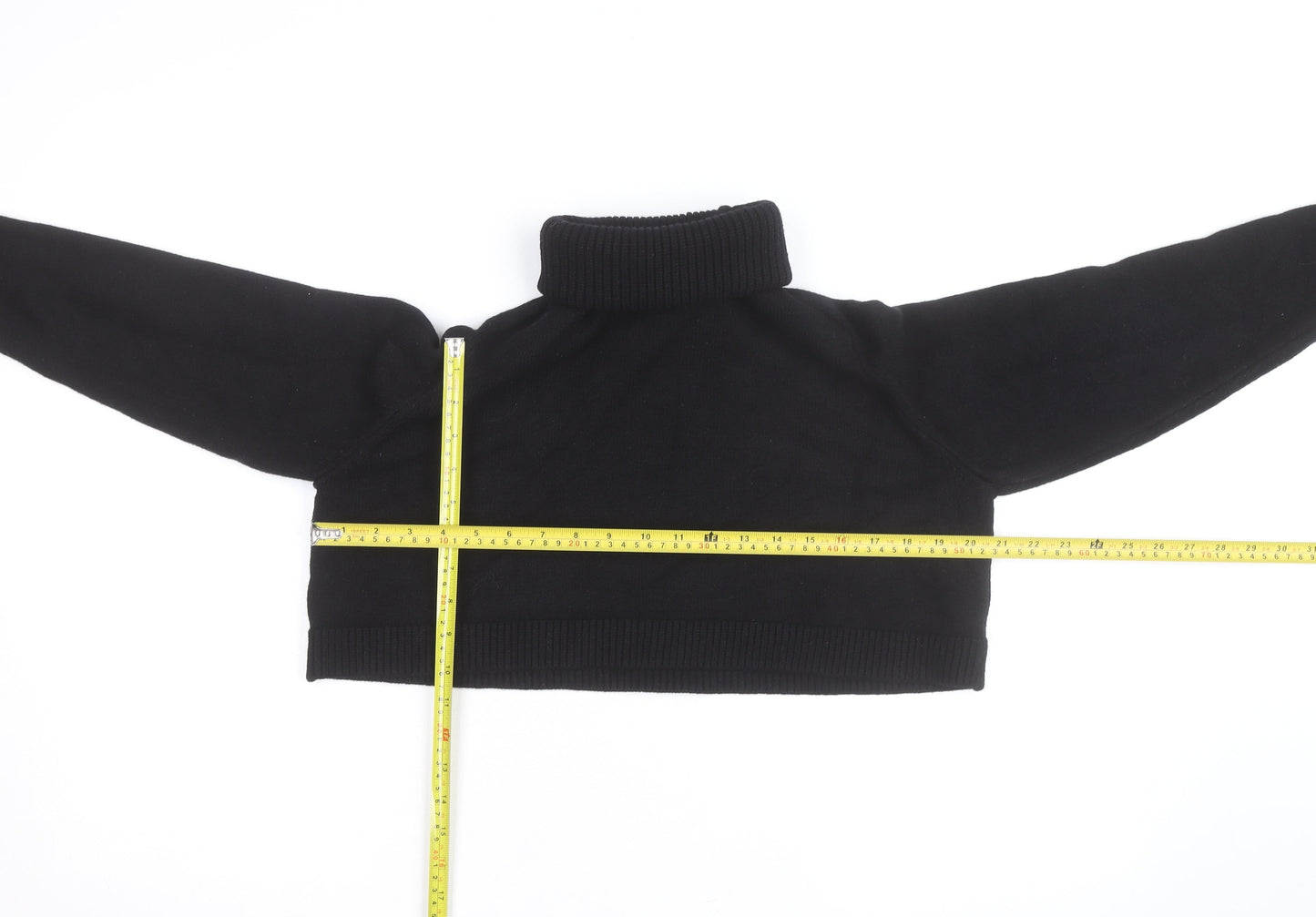 Zara Women’s Black Roll Neck Cropped Knit Jumper Size S