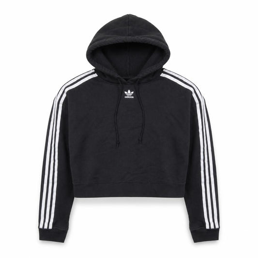 Adidas Womens Black Cropped Hoodie XS Hooded Sweatshirt
