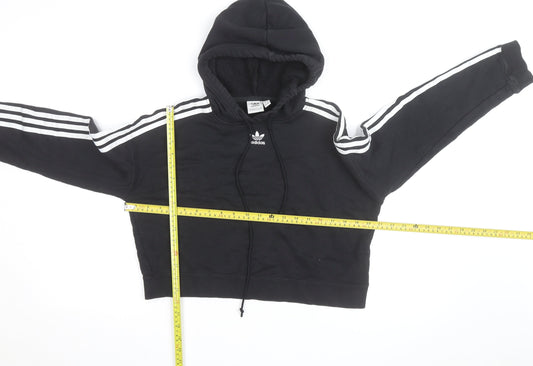 Adidas Womens Black Cropped Hoodie XS Hooded Sweatshirt
