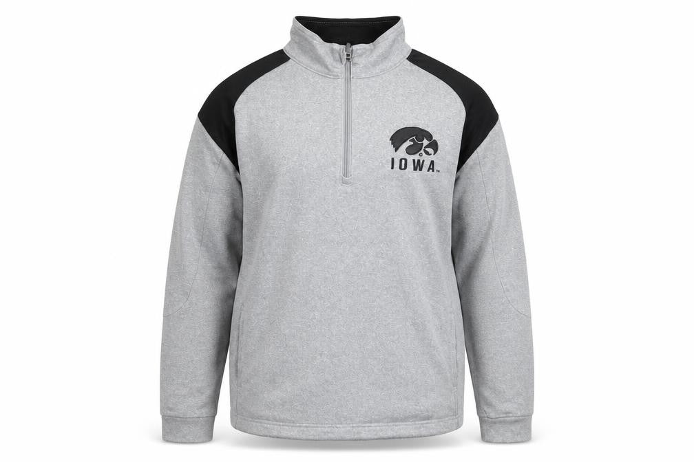 Colosseum Athletics Men's Grey 1/4 Zip Iowa Pullover Sweatshirt L