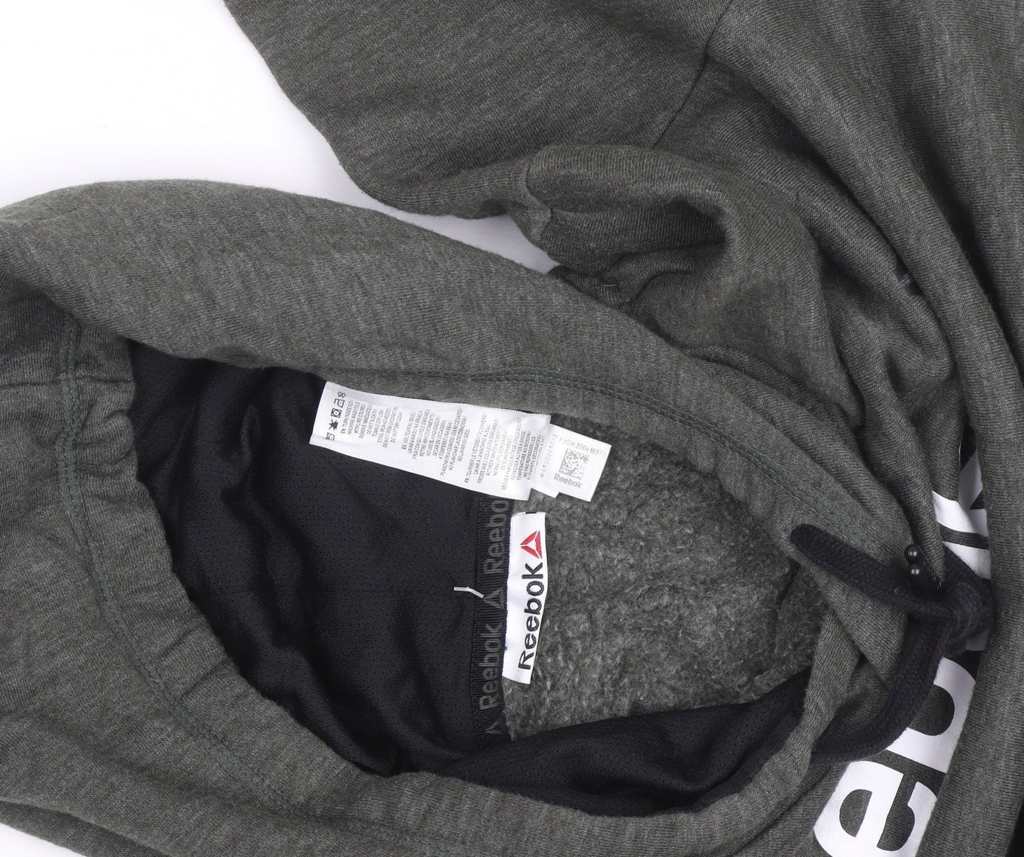 Reebok Mens Green Pullover Hoodie Medium Logo Fleece Sweatshirt