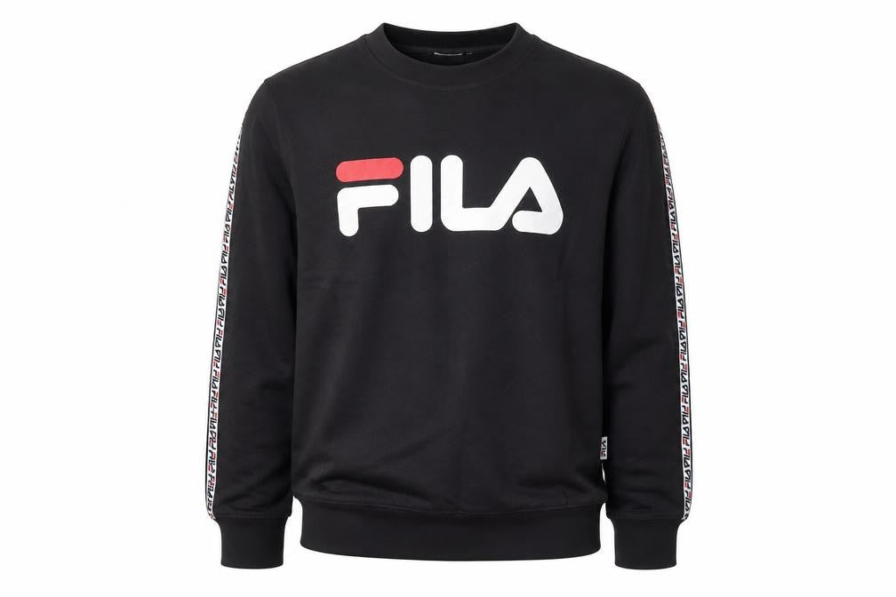 Fila Mens Black L Crew Neck Logo Pullover Sweatshirt