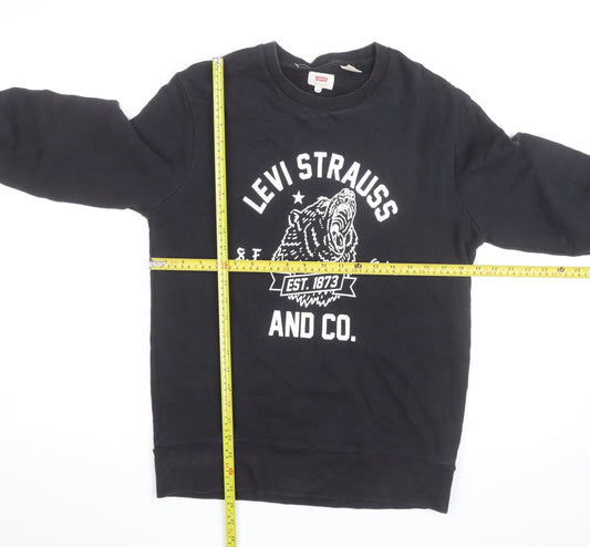 Levi's Men's Black Graphic Crew Neck Cotton Sweatshirt M