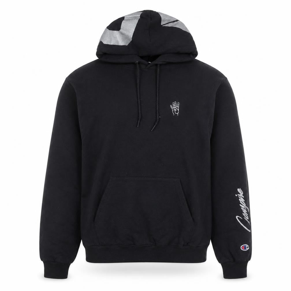 Champion Men's Black Pullover Hoodie Small Graphic Print Fleece
