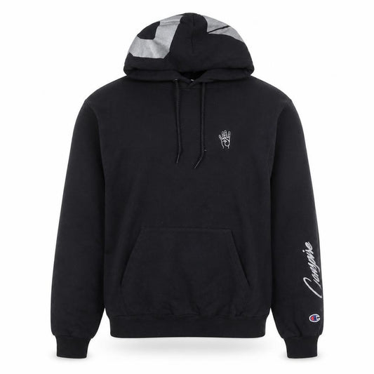 Champion Men's Black Pullover Hoodie Small Graphic Print Fleece