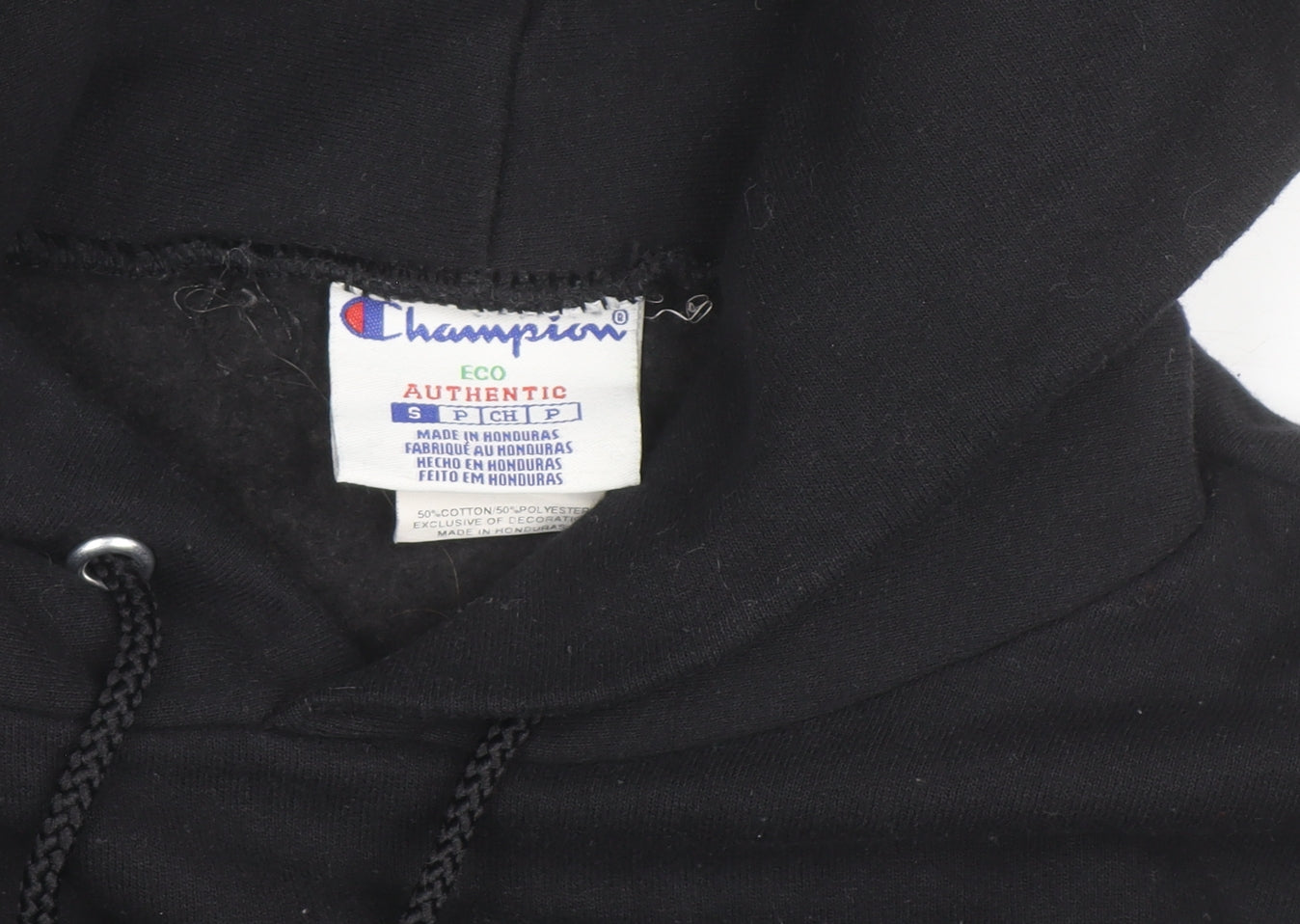 Champion Men's Black Pullover Hoodie Small Graphic Print Fleece