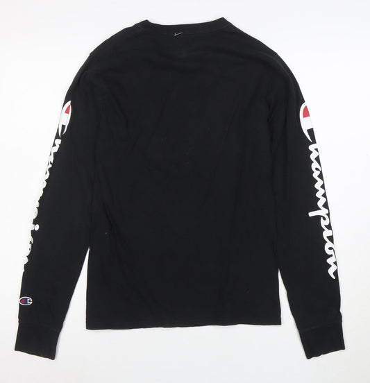 Champion Men's Black Long Sleeve Crew Neck Graphic T-Shirt Size S