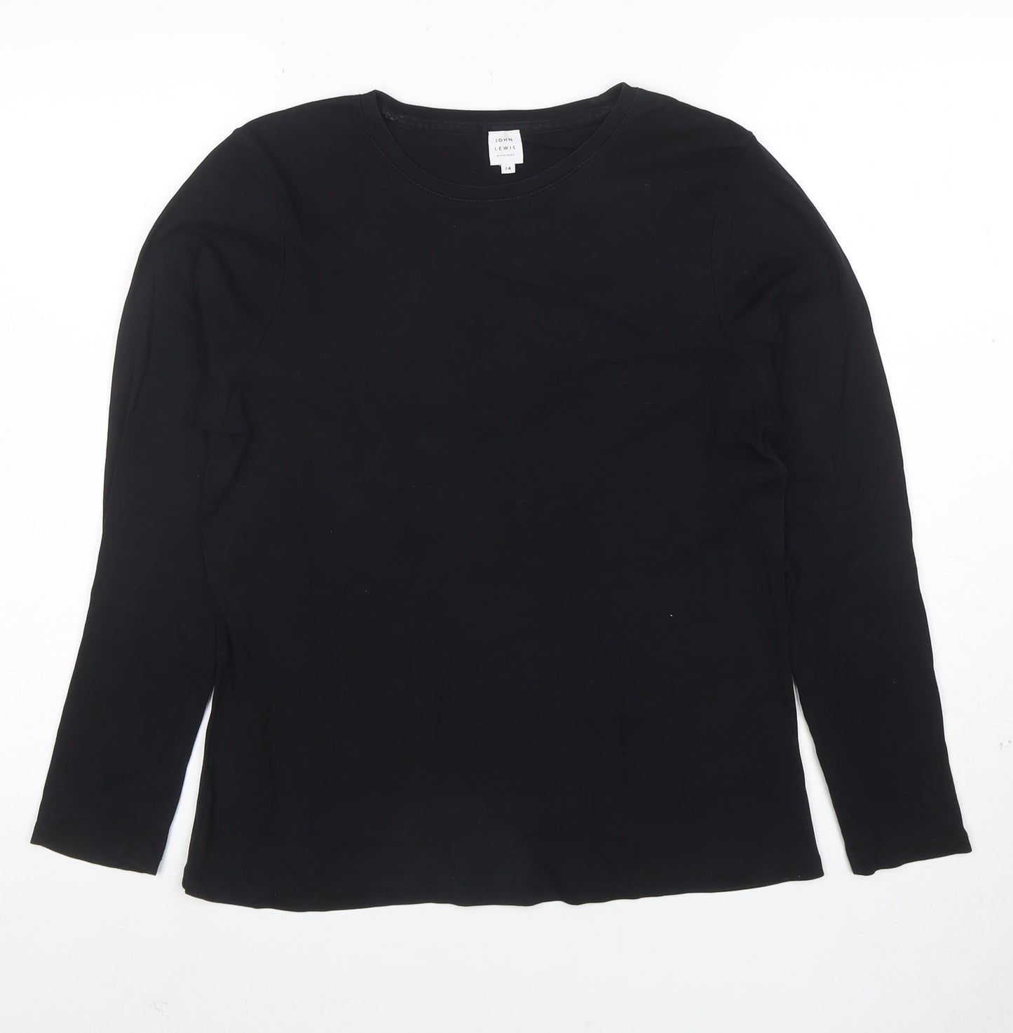 John Lewis Women’s Black Long Sleeve Cotton Stretch T-Shirt Size 14