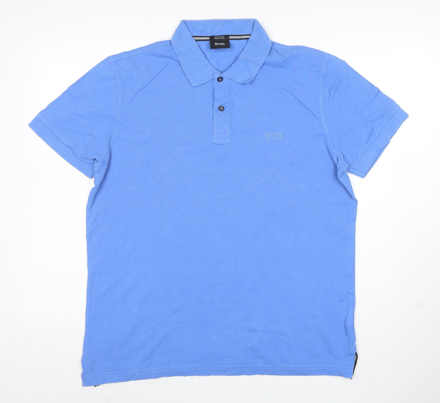 Hugo Boss Mens Blue XL Regular Fit Pima Cotton Polo Shirt