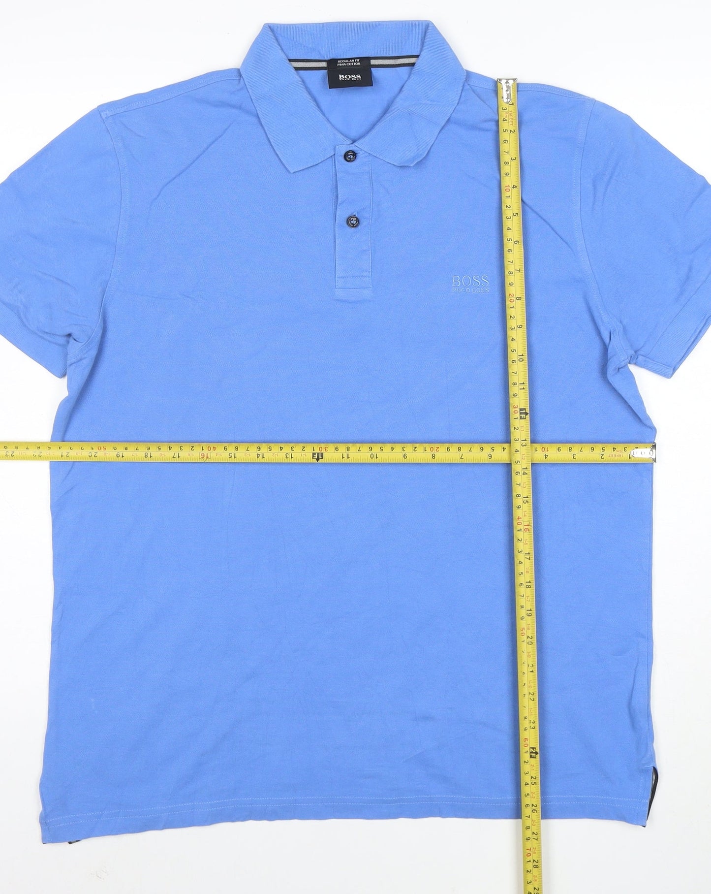 Hugo Boss Mens Blue XL Regular Fit Pima Cotton Polo Shirt