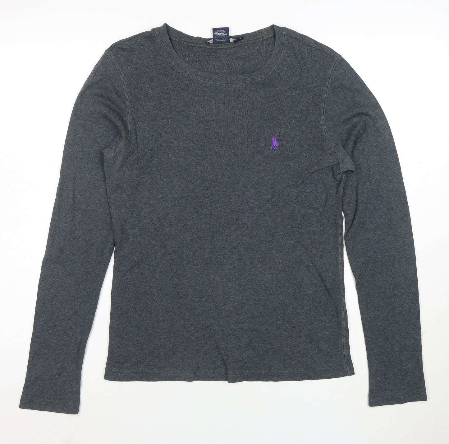 Ralph Lauren Sport Women Grey Long Sleeve Cotton T-Shirt Size L