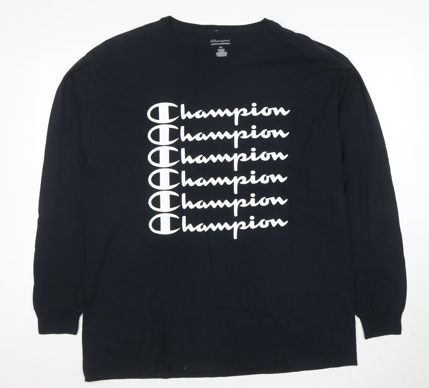 Champion Men's Black Long Sleeve Logo Graphic T-Shirt 1XL