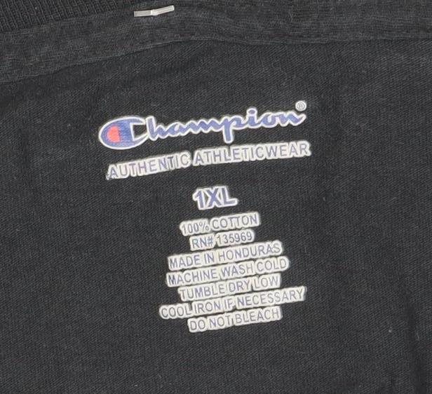 Champion Men's Black Long Sleeve Logo Graphic T-Shirt 1XL
