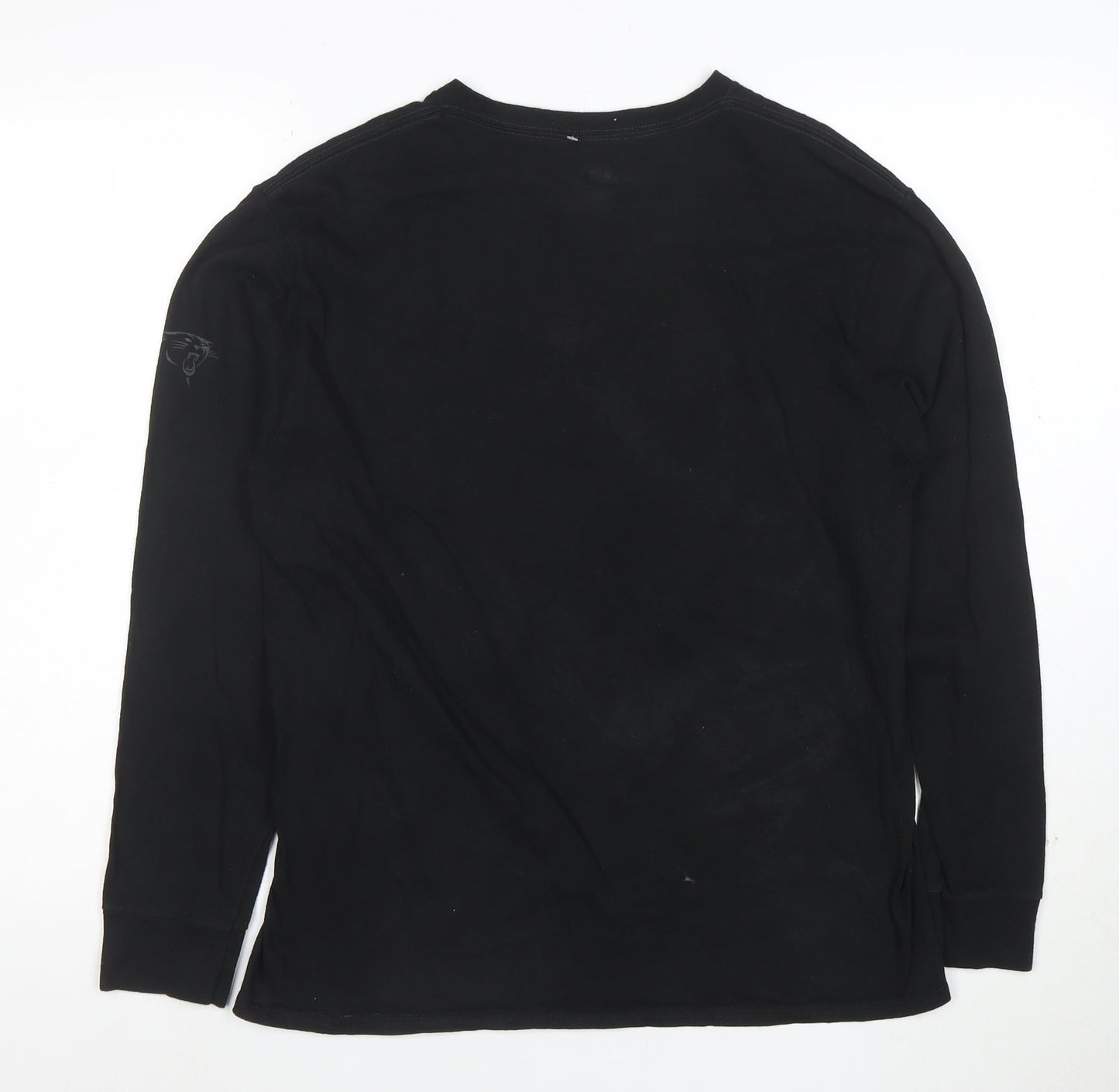 Majestic Men Black Carolina Panthers Long Sleeve Cotton T-Shirt Medium
