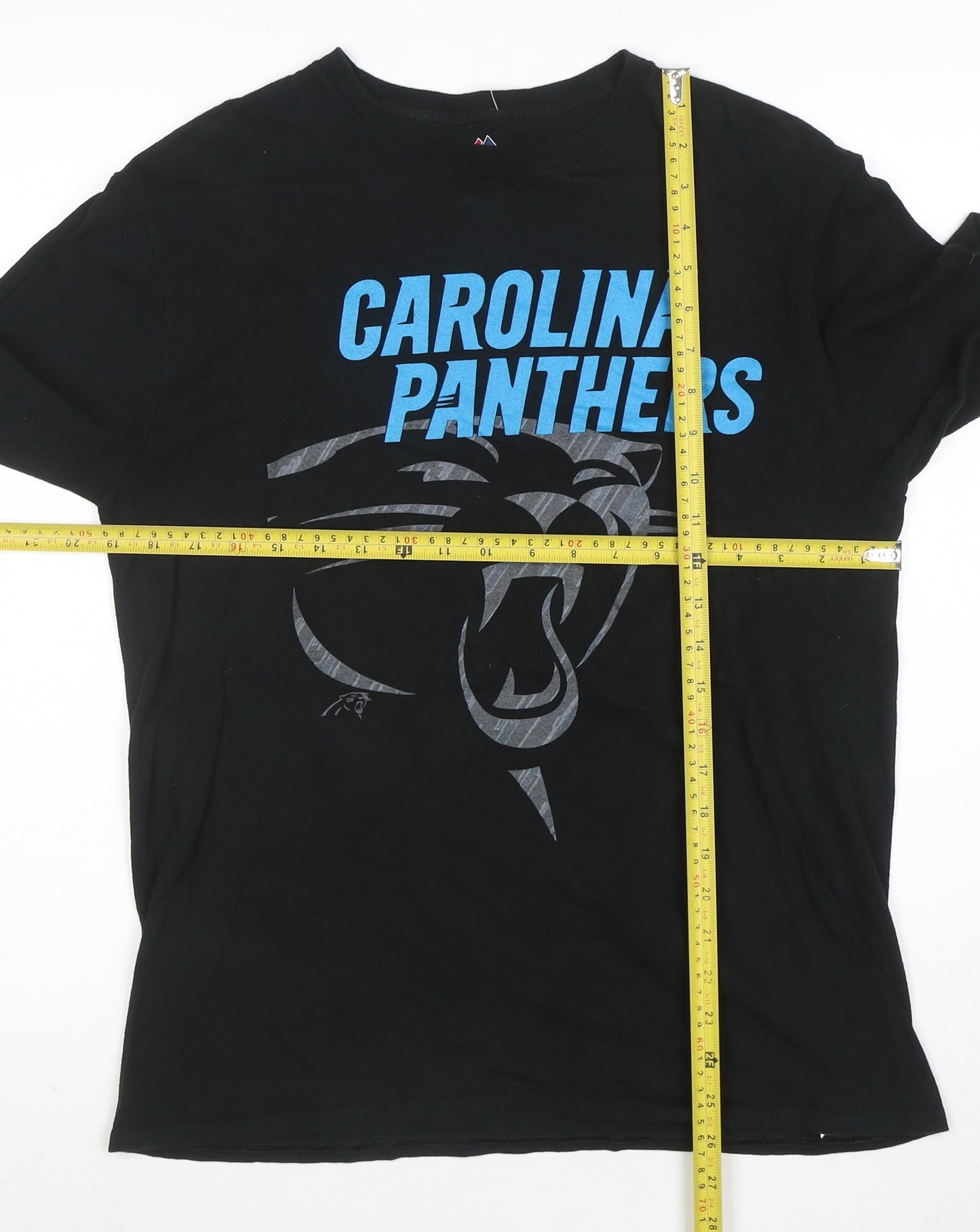 Majestic Men Black Carolina Panthers Long Sleeve Cotton T-Shirt Medium