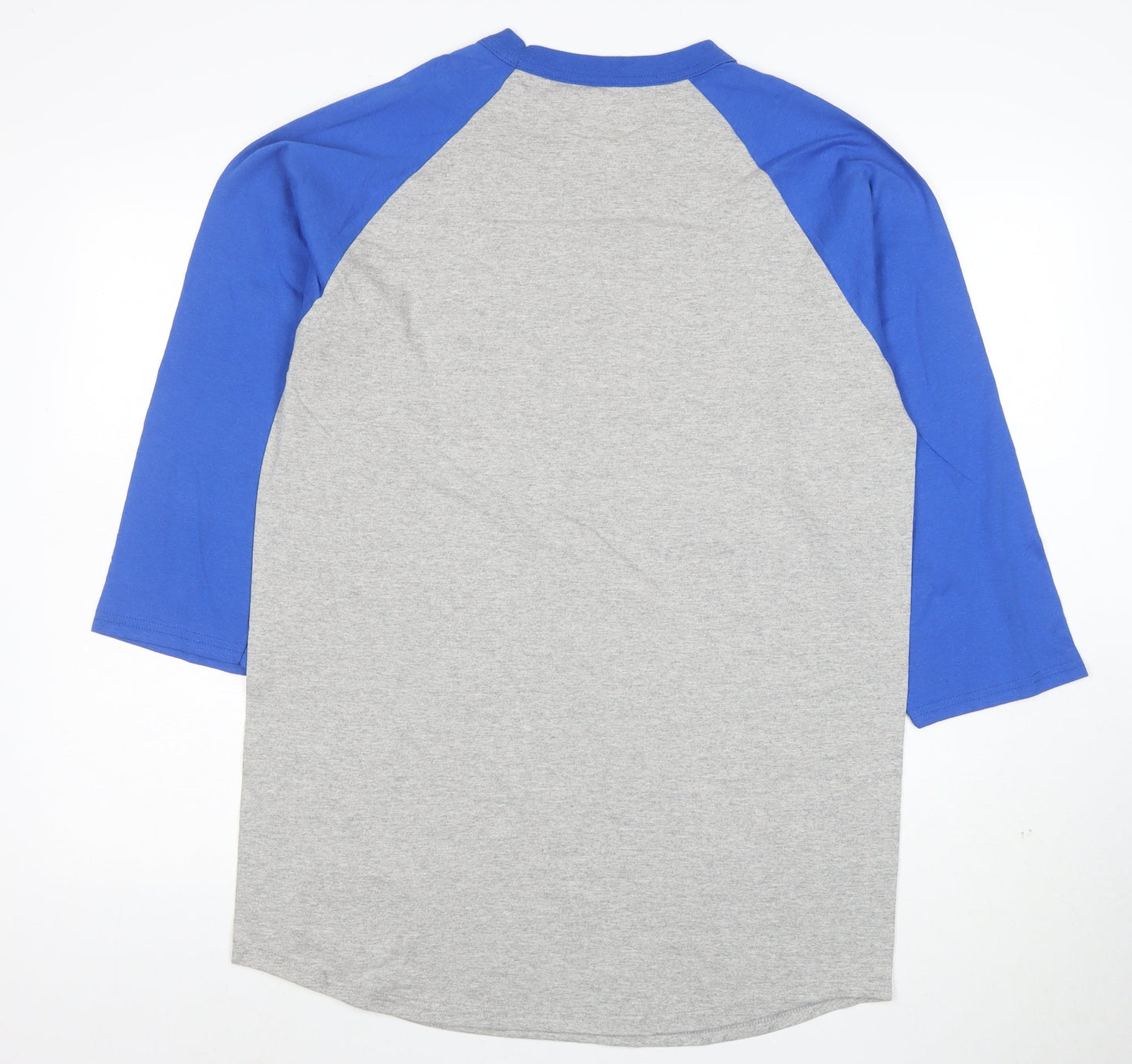 Champion Unisex Blue Grey Raglan 3/4 Sleeve Ringer T-Shirt L