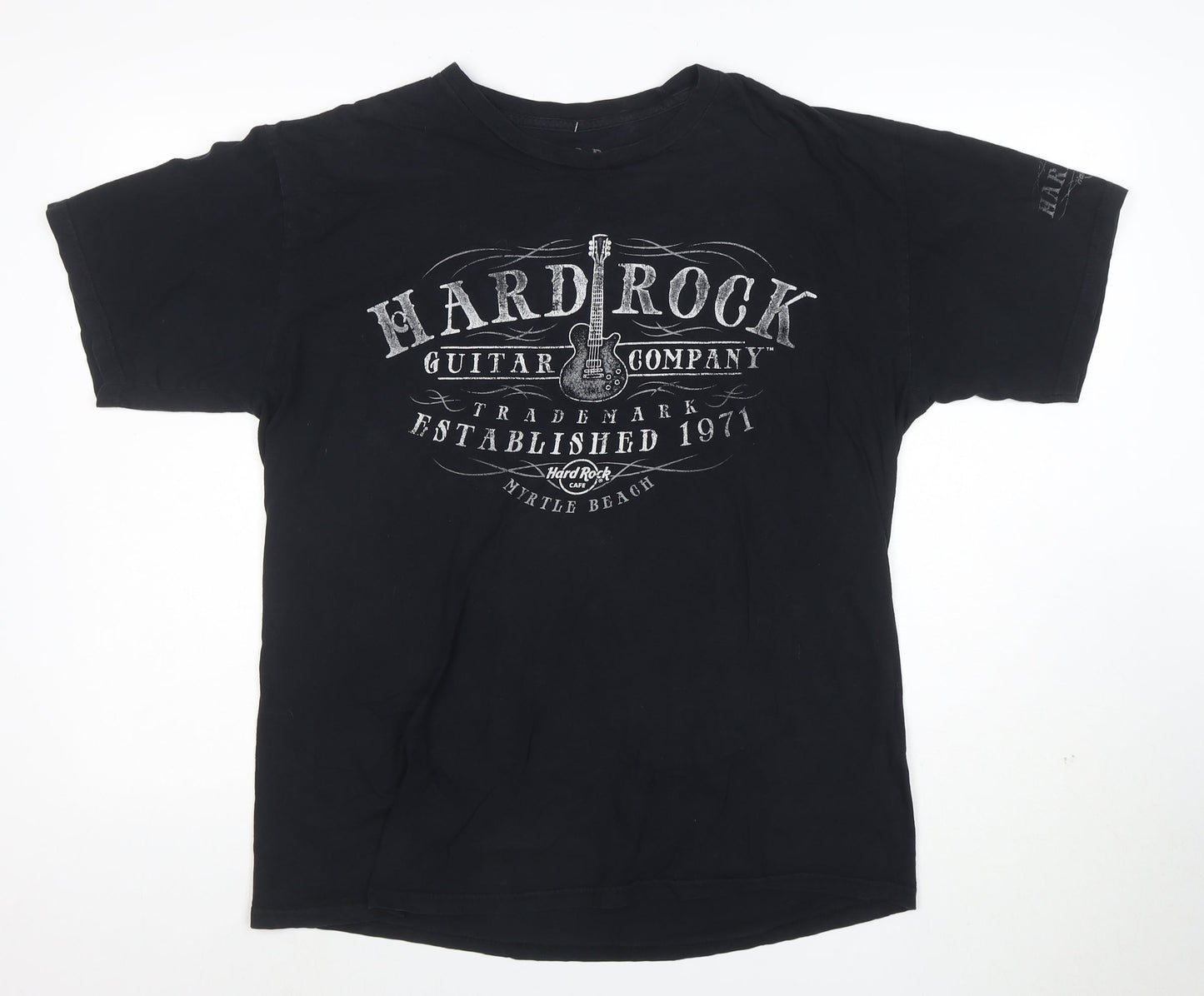 Hard Rock Cafe Men's Black Graphic T-Shirt Large Cotton Music Theme