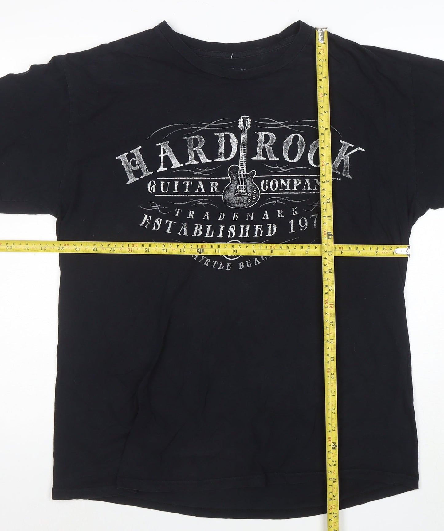 Hard Rock Cafe Men's Black Graphic T-Shirt Large Cotton Music Theme