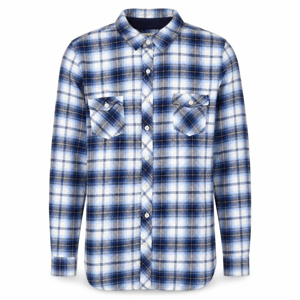 Weatherproof Mens Blue Check Flannel Long Sleeve Button-Up Shirt L